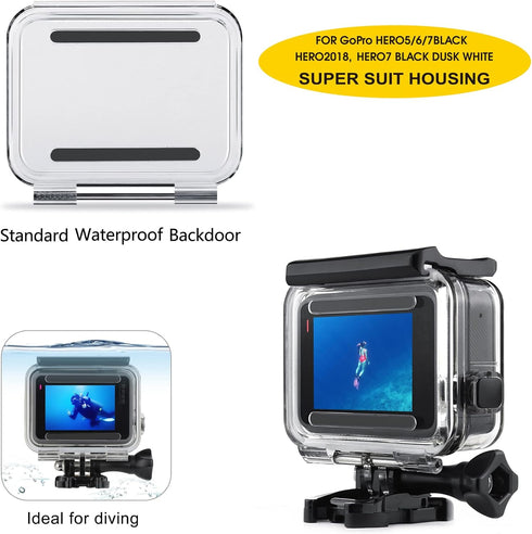 SOONSUN 2-Pack Waterproof Floaty Backdoor Compatible with GoPro Hero 5 6 7 Black Official Super Suit Waterproof Housing Case...