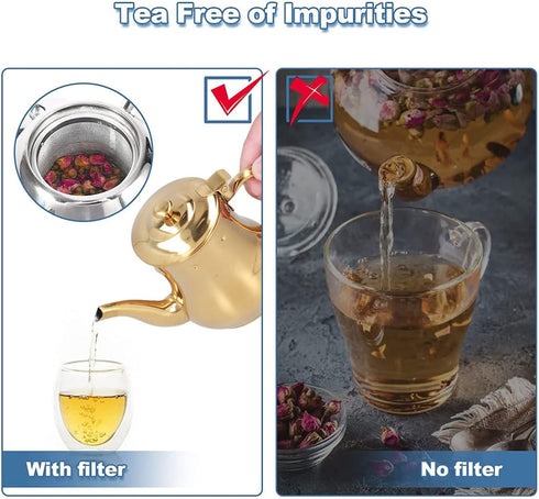 Stainless Steel Tea Pot With Filter Rust Proof Durable Oil Strainer Pot For Hotels Restaurants Homes 850ml Tea Kettle(Gold)...