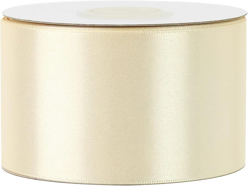 MEEDEE Ivory Satin Ribbon 2 Inch Ivory Ribbon Lux Satin Double Faced Ribbon by 25 Yards Ivory Silk Ribbon Beige Satin Ribbon for Gift Wrapping, Sa...