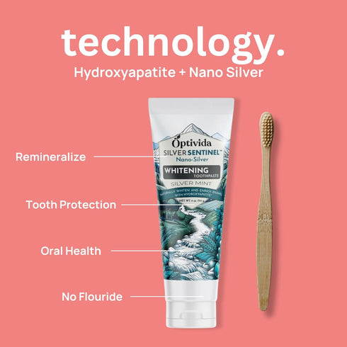 Optivida Health- Hydroxyapatite Toothpaste| Teeth Whitening Toothpaste W/Nano Silver Fluoride Free | Supports Gum Health & Remineralization for Se...