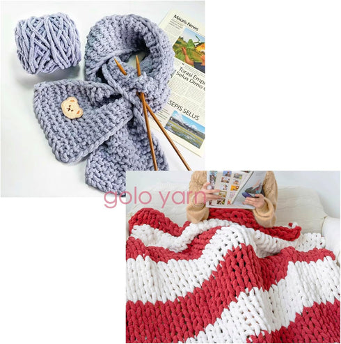 golo Chunky Chenille Yarn for Crocheting Super Bulky Chunky Yarn for Hand Knitting Blanket, Soft Chenille Yarn 20......
