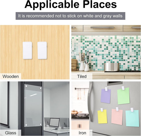 50 Pieces Self Adhesive Clips Adhesive Wall Tapestry Clips White Poster Spring Clips Plastic Sticky Picture Hanging Clips for Teachers Double Side...