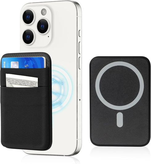 Senose Magnetic Wallet Compatible for Magsafe, Stretchy Magnet Phone Wallet Card Holder for Back of Phone Compatible for iPhone 15/14/13/12 Mini/P...