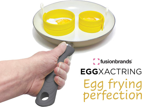 EggXactRing Adjustible Silicone Egg Ring and Food Ring for Baking, Molding and Presenting, Yellow...
