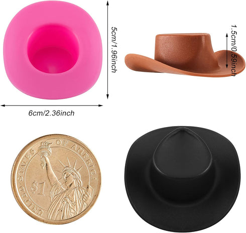 20 Pieces Plastic Mini Western Cowboy Cowgirl Hat Miniature Cute Doll Hat Party Dress Hat for Dollhouse Decoration (Pink, White, Brown, Black,Cute...