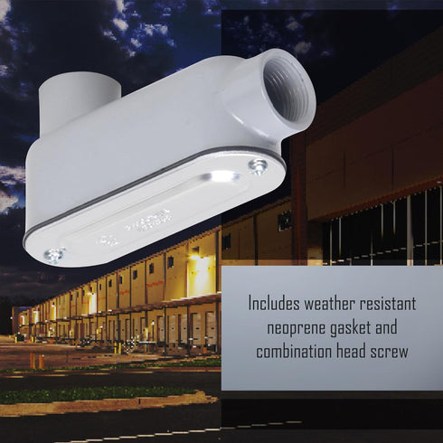 TayMac RLB100 Threaded LB Conduit Body, Die Cast Aluminum, Stamped Steel Cover, 1-Inch, Gray...