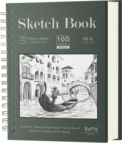 Sketch Book for Kids - Small Sketchbook - Sketch Book 5.5 X 8.5, Pack of 1 (68lb/110gsm), 100 Sheets Artist Sketch Pad, Acid Free Drawing Paper, A...