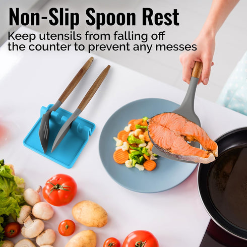 Zulay Kitchen Silicone Utensil Rest with Drip Pad for Multiple Utensils - BPA-Free, Heat-Resistant Spoon Rest & Spoon Holder for Stove Top - Kitch...