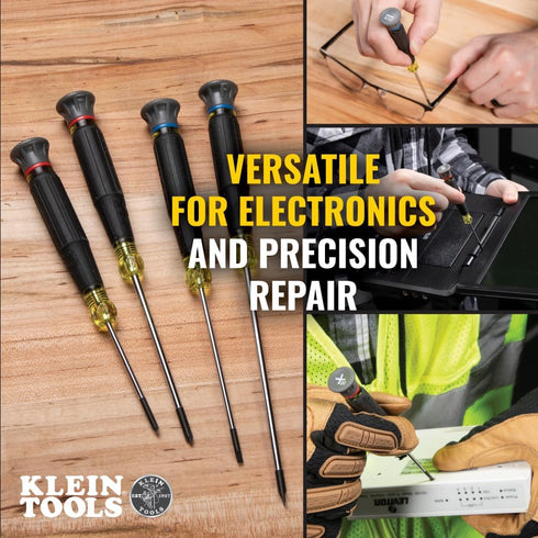 Klein Tools 85615 Mini Precision Screwdriver Set, 4-Piece Phillips and Slotted Set, Ideal for Electronics, Small Appliances, Terminal Blocks...