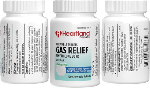 Gas Relief Simethicone 80mg Chewable Tablet - Mint-Flavored Chewable Pill - Made in The USA - (100 Count)...
