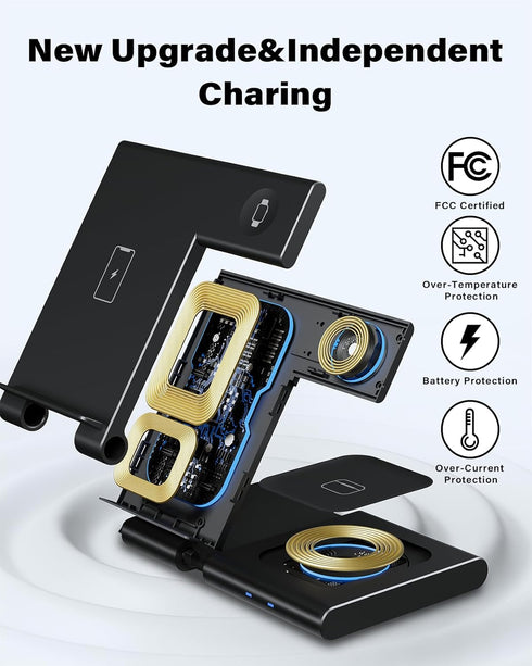 Wireless Charger 3 in 1 Wireless Charging Station for iPhone 15 14 13 12 11 Pro Max XR XS,Fast Wireless Charging Stand Dock for Apple Watch 9 Ultr...