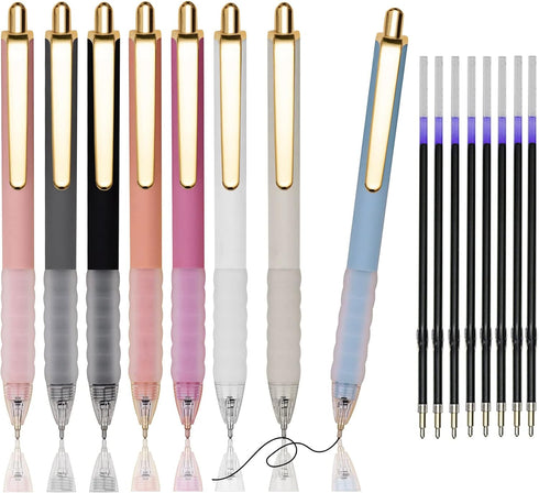 16 PCS Pens Ballpoint (8 pens+8 refills) Black Ink Pen 1.0 mm Pens Medium Point Smooth Writing Pens for Journaling Office Supplies Cute Pens for W...