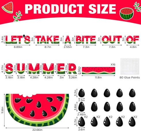 50 Pcs Summer Watermelon Bulletin Board Decoration Let's Take A Bite Out of Summer Bulletin Board Cutout Fruit Watermelon Bulletin Board Border fo...