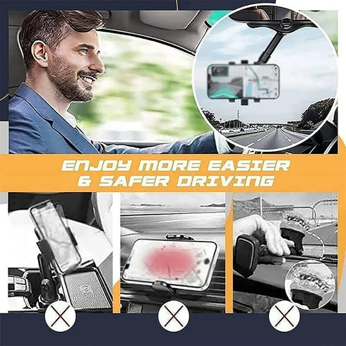 Maxicea Phone Holder Rear View Mirror, Ailsion Phone Holder, Maxicea Phone Holder, 360° Car Rearview Mirror Phone Holder for Car Mount Phone and G...