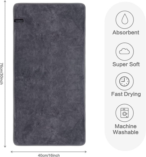 KinHwa Microfiber Hand Towels for Bathroom Soft and Absorbent Face Towels for Bath, Spa, Gym 16inch x 30inch 2 Pack Gray...