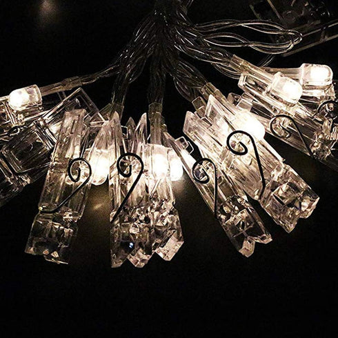Dopheuor Photo Clip String Lights LED Fairy Clip String Lights Hanging Photo Pictures Battery Operated for Gifts Patio Christmas Bedroom Wedding B...