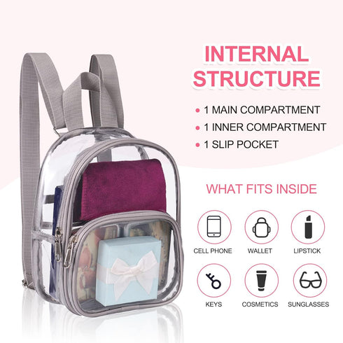 USPECLARE Clear Mini Backpack Stadium Approved for Little Boys & Girls, Transparent Backpack for Concert, Festival, Sport Events...