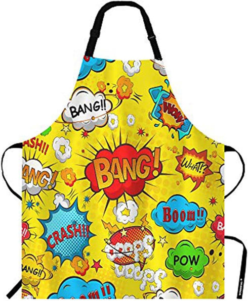WONDERTIFY Strange Graffiti Apron,Various Cute Cartoon Bib Apron with Adjustable Neck for Men Women,Suitable for Home Kitchen Cooking Waitress Che...