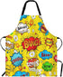 WONDERTIFY Strange Graffiti Apron,Various Cute Cartoon Bib Apron with Adjustable Neck for Men Women,Suitable for Home Kitchen Cooking Waitress Che...