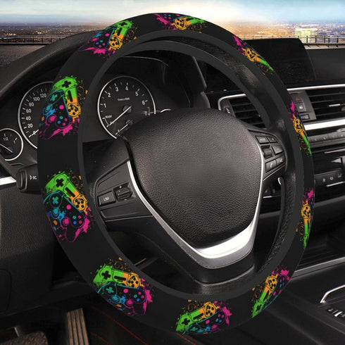 Video Game Controller Elastic Steering Wheel Cover, Universal 15 Inch Car Steering Wheel Covers, Car Accessories for Men Women...