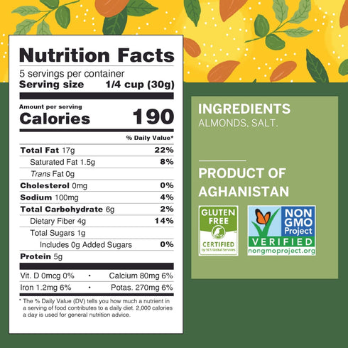 Ziba Foods Heirloom Shakhurbai Almonds | Dry Roasted & Salted | Non-GMO, Vegan, Gluten Free Snack, Nuts | Heirloom, Warm & Nutty | Healthy, Delici...