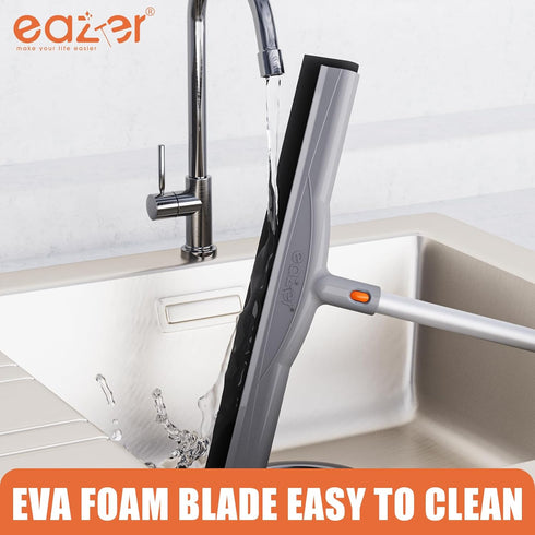 eazer 50'' Floor Squeegee Scrubber with Telescopic Pole, Squeegee Broom for Floor Tile Concrete Marble, EVA Foam Blade Household Water Broom, Sque...