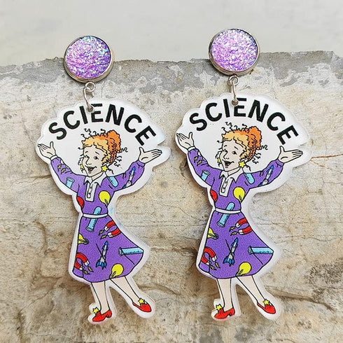 Teacher Student Dangle Earrings Acrylic Cute Crayons Rainbow book Earrings for Women Back to School Gradution Reading Events Jewelry for Teacher-3...