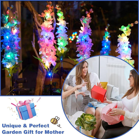 Solar Garden Lights - Newest Version Solar Delphinium Lights, Solar Lights Outdoor with 2 Lighting Modes,Yard, Patio, Pathway Garden Decoration, L...