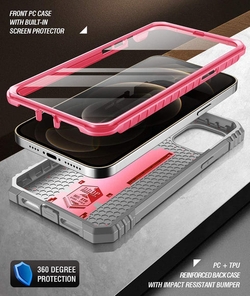 Poetic Revolution Series for iPhone 12 Pro Max 6.7 inch Case, Full-Body Rugged Dual-Layer Shockproof Protective Cover with Kickstand and Built-in-...