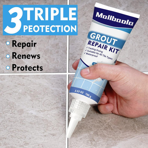 Tile Grout Repair Kit, 2 Pack White Grout Filler Tube, Fast Drying Grout Repair Kit, Grout Repair for Bathroom Shower Kitchen Floor Tile, Restore ...