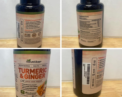 Turmeric and Ginger Supplement - Tumeric Curcumin Joint Support Pills - with Apple Cider Vinegar & BioPerine Black Pepper - 95% Curcuminoids - 60 ...