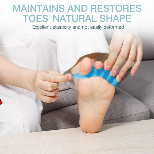 2 Pcs Toe Spacers for Women and Men - Metatarsal Yoga Cushion - Therapeutic Stretchers for Plantar Fasciitis, Bunions, Silicone Toe Separators (Bl...