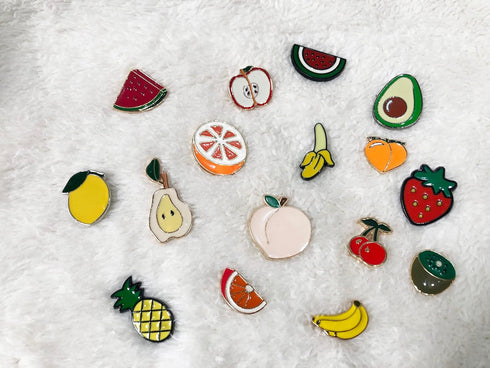16PCS Cute Fruit Pin Set Strawberry Avocado Peach Pineapple Banana Cherry Brooch Cartoon Badge Lapel Backpack Scarf Decoration...