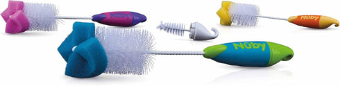 Nuby, Baby Bottle and Nipple Brush with Sponge Tip and Hook Base, Colors May Vary...