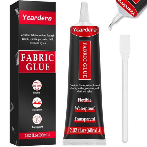 Fabric Glue Permanent, Clear Fabric Glue for Clothing Permanent Washable, Fabric Fusion Glue for All Fabrics, Clothes, Leather, Cotton, Flannel, D...