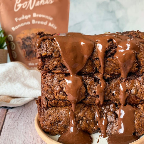 GoNanas Fudge Brownie Oat Flour Banana Bread Mix, Suitable for Plant Based Vegan Diets, Gluten Free Dairy Free Snacks, Healthy Snacks For Adults, ...