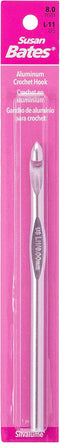 Susan Bates 5-1/2-Inch Silvalume Aluminum Crochet Hook, 8mm, Silver Pink...