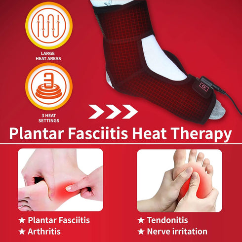 CREATRILL Heated Achilles Tendonitis/Plantar Fasciitis Foot Ankle Wrap With 3 Level Controller, Pad for moist heat Therapy, injuries Pain Relief f...