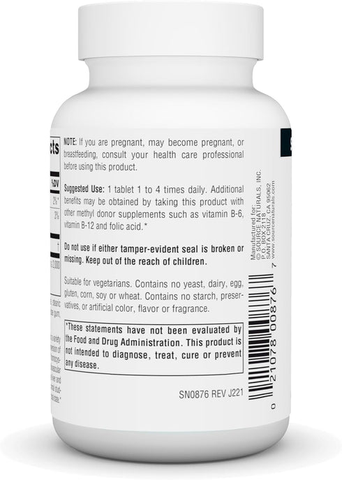 Source Naturals TMG 750mg Trimethylglycine (Anhydrous Betaine) - 60 Tablets...