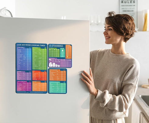 Air Fryer Magnetic Cheat Sheet and Kitchen Conversions,Air Fryer Cooking Times Chart Magnet,Quick Reference Guide for Cooking and Frying (Air Frye...