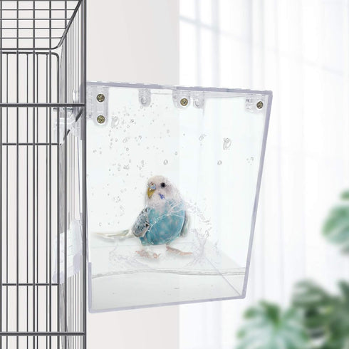 PINVNBY Bird Bath Box,Parrot No-Leakage Bathtub for Cage Hanging Tube Shower Box Cage Accessory with Water Injector and Balls Toys for Small Pet B...