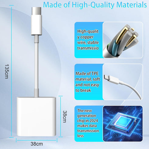 USB C SD TF Card Reader 2in 1 High Speed High Capacity No Need to Download App Support Transfer Video, Picture, File Micro SD Card Reader Compatib...