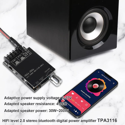 ZK-502C Bluetooth 5.0 Amplifier Board,100w Audio Amp Board Dual Channel DC8-24V, Password Free Connect to Phone Quietly for Home Passive Speakers ...