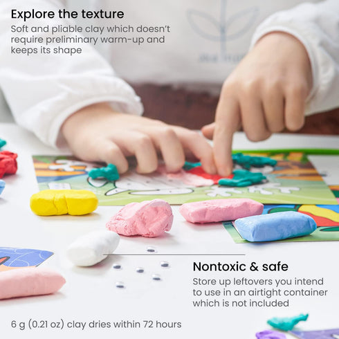 Arteza Kids Air-Dry Clay, 36 Bars, Magical Creatures Modeling Clay-by-Numbers Kit, 7 Magical Cards, 14 Googly Eyes, Craft Supplies for Learning Ce...