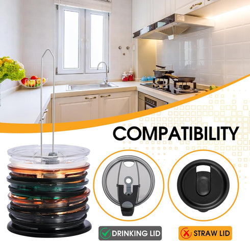 3 Pieces Tumbler Lid Organizer, Lid Organizer with Collapsible Design, Can Accommodate Up to 10 Cup Lid, Saves Kitchen Cabinet and Countertop Spac...