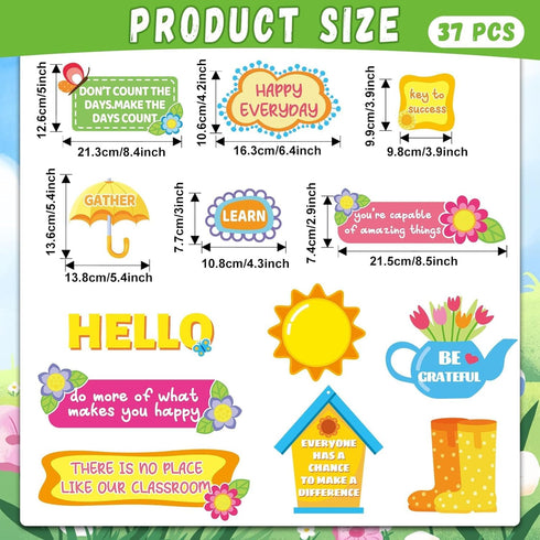 42 Pcs Spring Summer Bulletin Board Set Classroom Decorations Blooming Floral Positive Sayings Bulletin Boards Inspirational Cutouts Border for Sc...