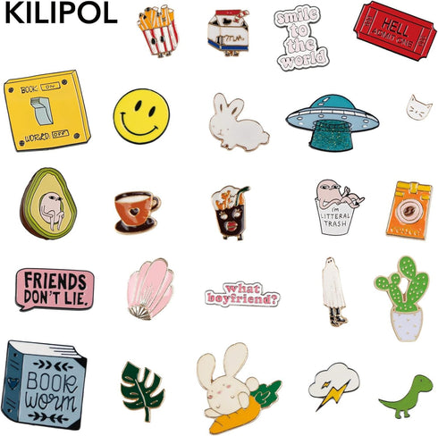 20 PCS Mixed Enamel Brooch Pins Bulk Set | Decoration Lapel Pin Clothes Accessories Birthday Christmas Festival Gift for Girls Women, No Repetitio...