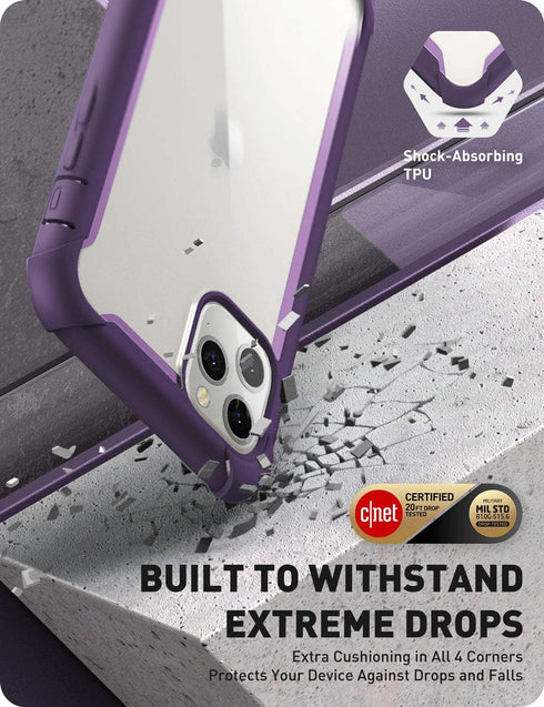 i-Blason Ares Case for iPhone 11 Pro Max 2019 Release, Dual Layer Rugged Clear Bumper Case with Built-in Screen Protector (Purple)......