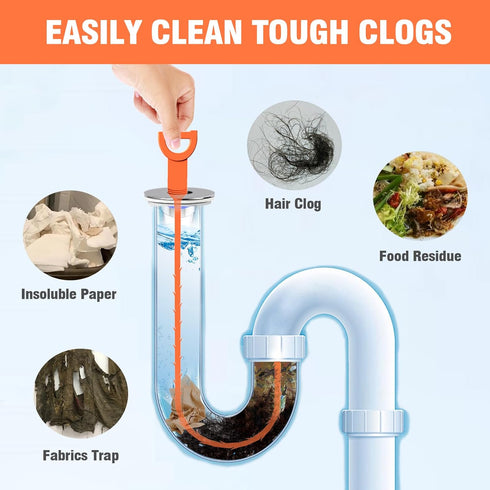 10 Pack 27inch Long Drain Clog Remover, Drain Snake Clog Remover Tool Drain Cleaner Hair Clog Remover Sink Snake Drain Hair Catcher for Shower Kit...