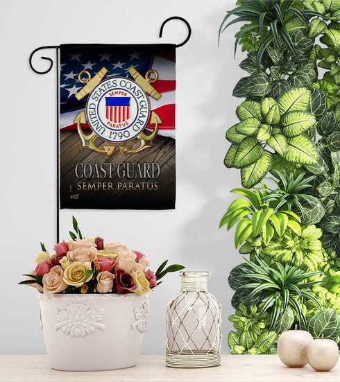 US Coast Guard Semper Paratus Garden Flag - Armed Forces USCG United State American Military Veteran Retire Official - House Decoration Banner Sma...